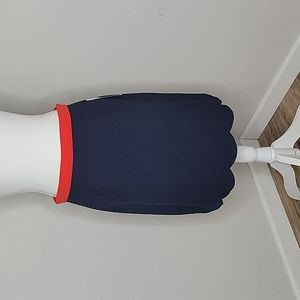 Pixley Stacey Navy Scallop Hem Cut Out Detail Skirt